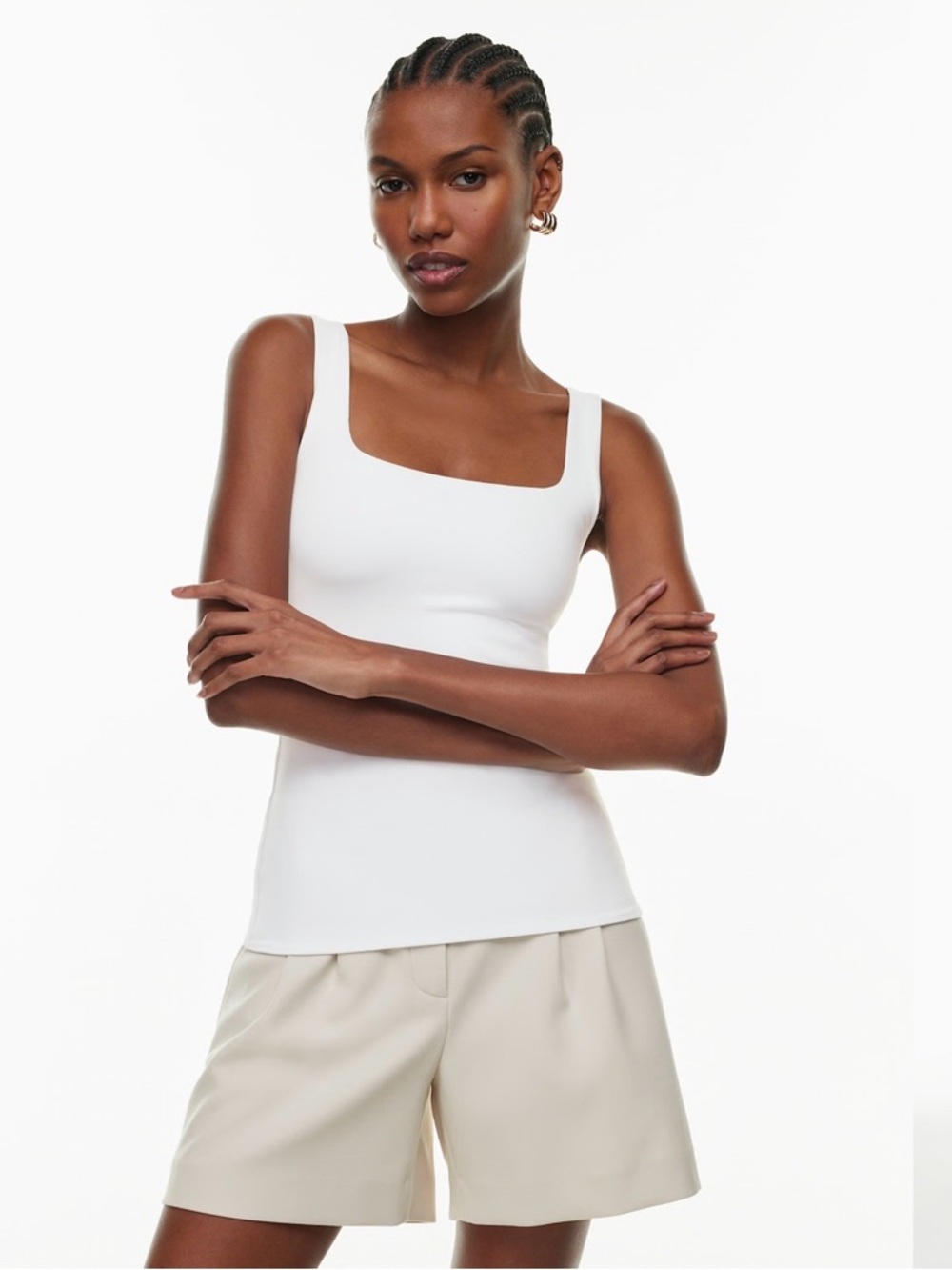 Aritzia Babaton Contour Square-Neck Tank Light Grey